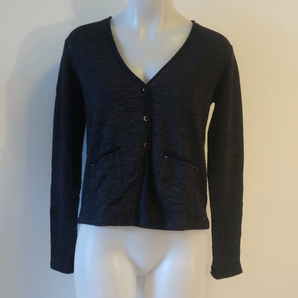 Womens Transit Par Such Navy Blue Cardigan Sweater Sz 3/L * - Picture 1 of 7
